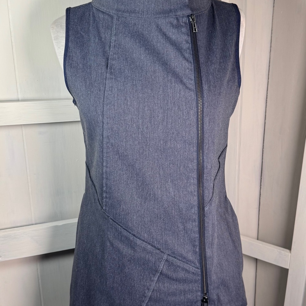 NWT Porto S.F. HEROINE Blue Stretchy Denim Dress Vest Asymmetrical Avant-Garde